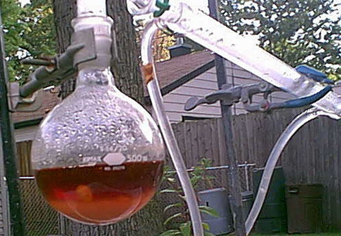 Distilling sulfuric acid and sodium nitrate together gives nitric acid.